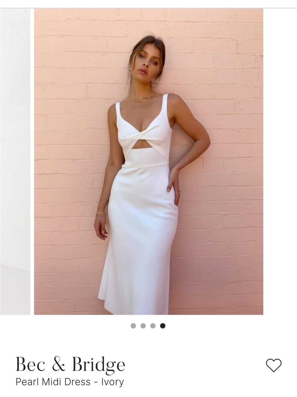 bec + bridge Ivory Twist-Front Midi Dress